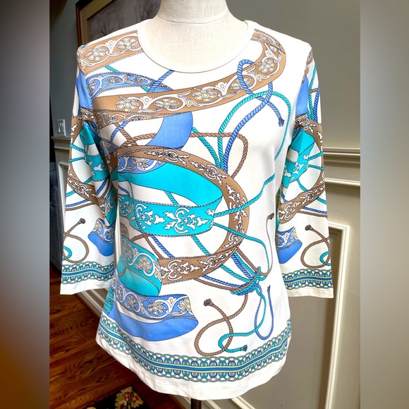 J. McLaughlin 3/4 sleeve Catalina cloth signature tee - Picture 1 of 4